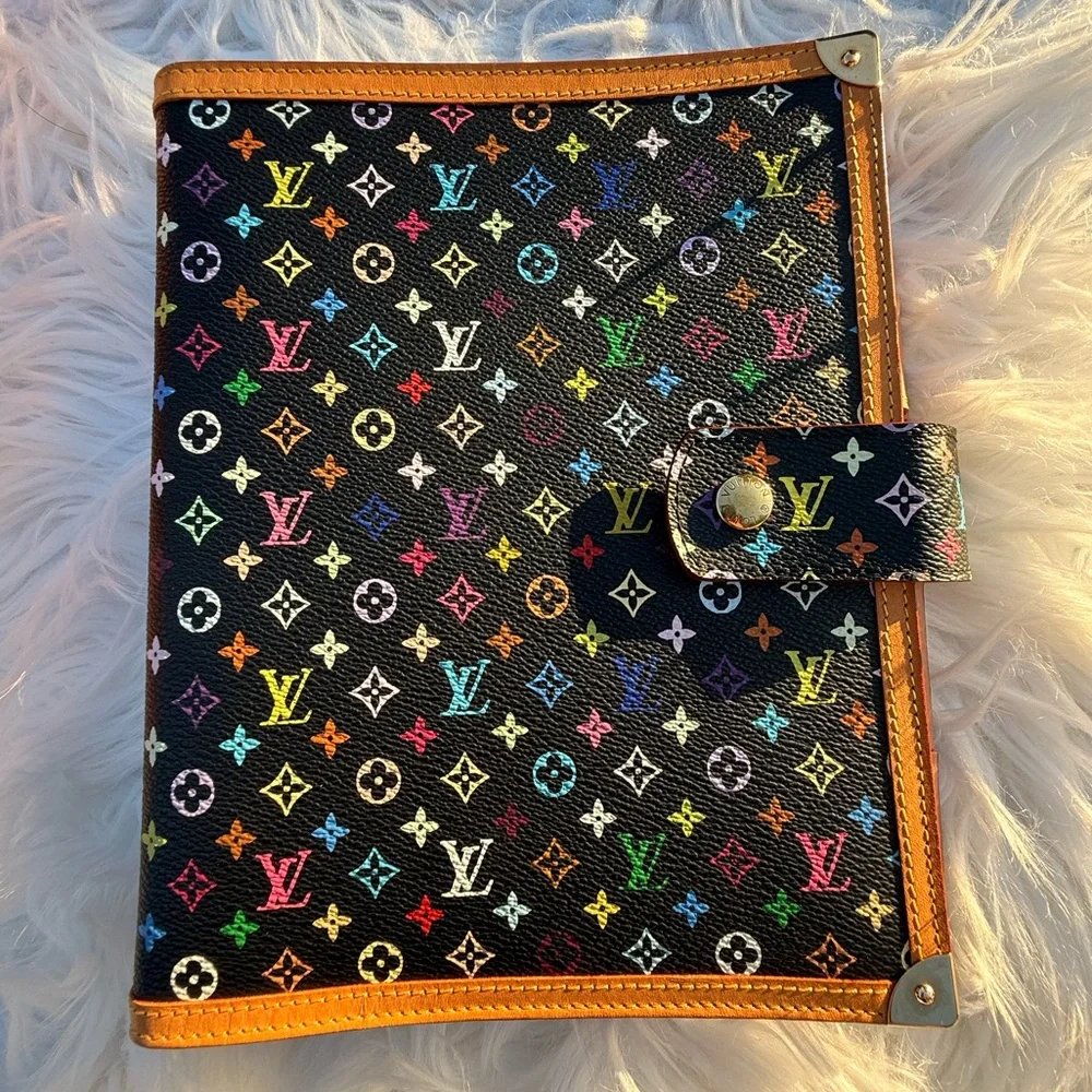 Louis Vuitton Large 6-ring Planner; Black Monogram Multicolor (fits A5 paper)